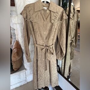 Farm Rio Broderie anglaise cotton trench coat/Dress, size Small